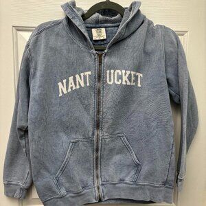 Nantucket zip-up hoodie sweatshirt - youth large - faded blue